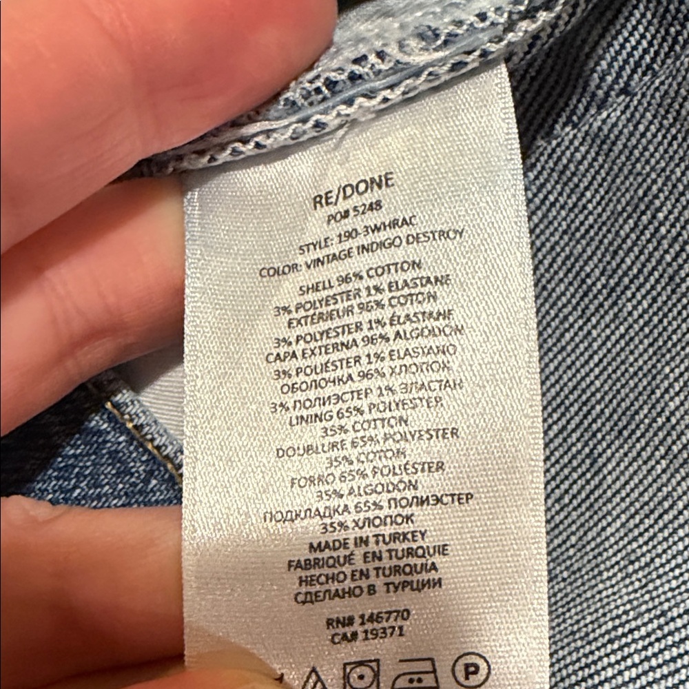 Women’s Re/Done 90s High Rise Ankle Crop in Vintage Indigo Destroy - Picture 8 of 8